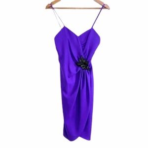 Vintage 80s Faux Wrap Purple Embellished Dress